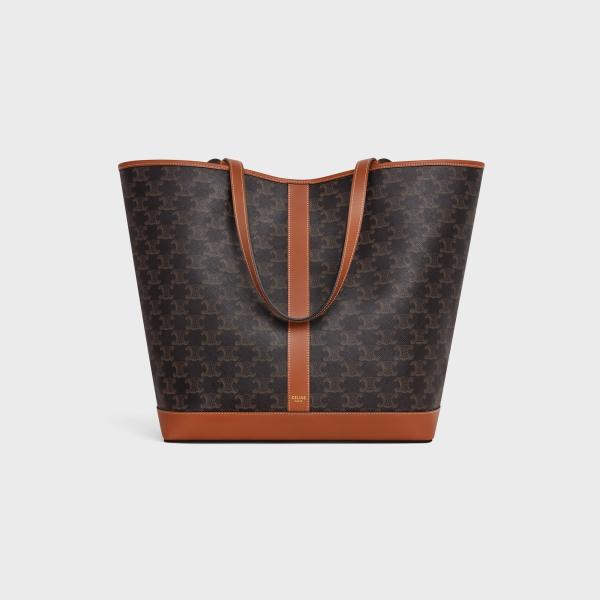 MEDIUM CABAS IN TRIOMPHE CANVAS AND CALFSKIN TAN