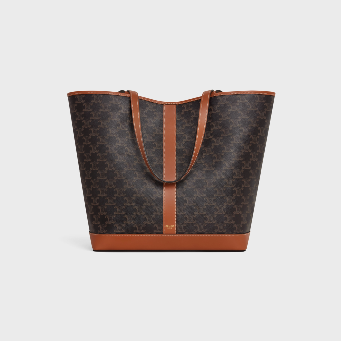 MEDIUM CABAS IN TRIOMPHE CANVAS AND CALFSKIN TAN