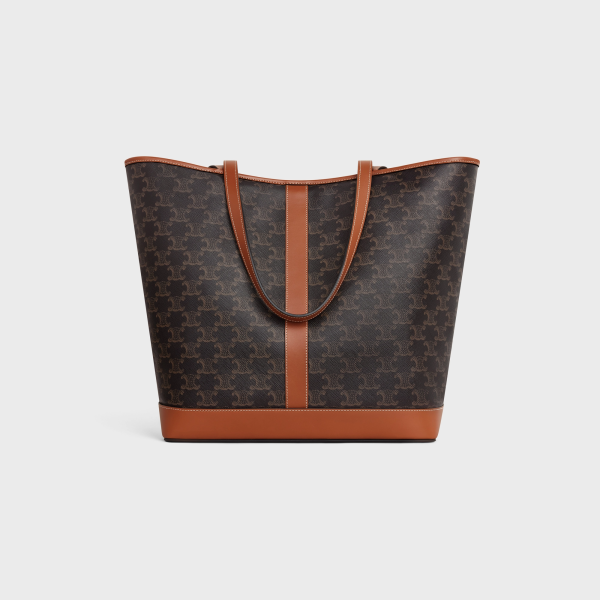 MEDIUM CABAS IN TRIOMPHE CANVAS AND CALFSKIN TAN