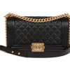 CC Medium Boy Bag Black Caviar Antique Gold Hardware
