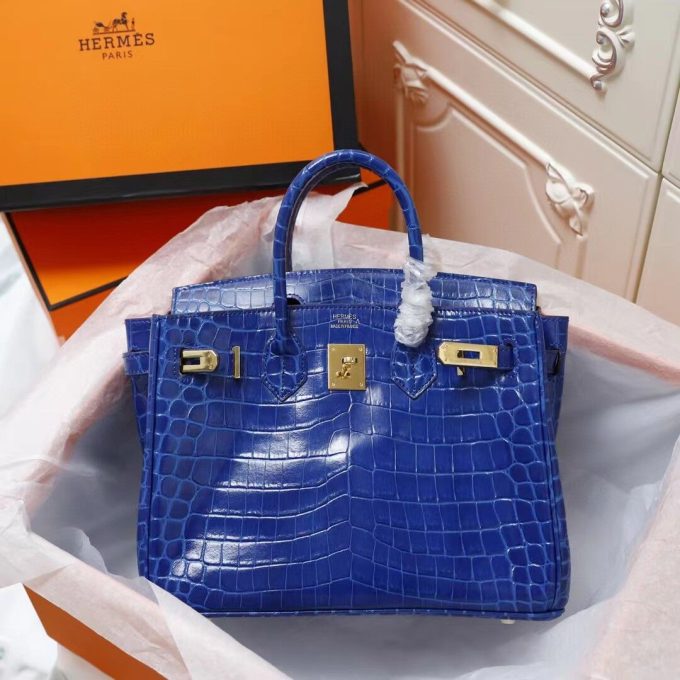 H Birkin 25, 30, 35  Electric Shiny Niloticus Crocodile gold Hardware - Image 3