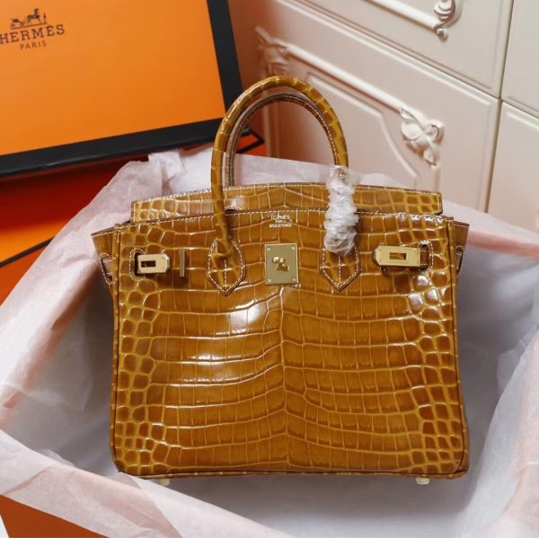 H Birkin 25, 30, 35  Electric Shiny Niloticus Crocodile gold Hardware
