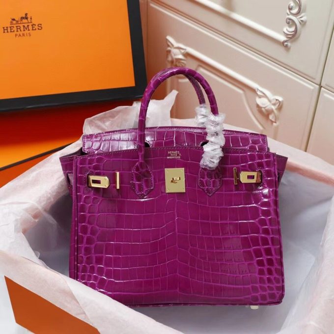 H Birkin 25, 30, 35  Electric Shiny Niloticus Crocodile gold Hardware - Image 6