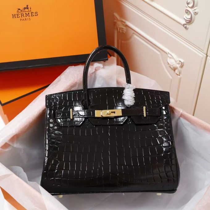 H Birkin 25, 30, 35  Electric Shiny Niloticus Crocodile gold Hardware - Image 23