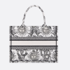 D book tote White and Black Toile de Jouy Soleil Embroidery