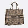 D Book Tote  Beige and Black Toile de Jouy Soleil Embroidery