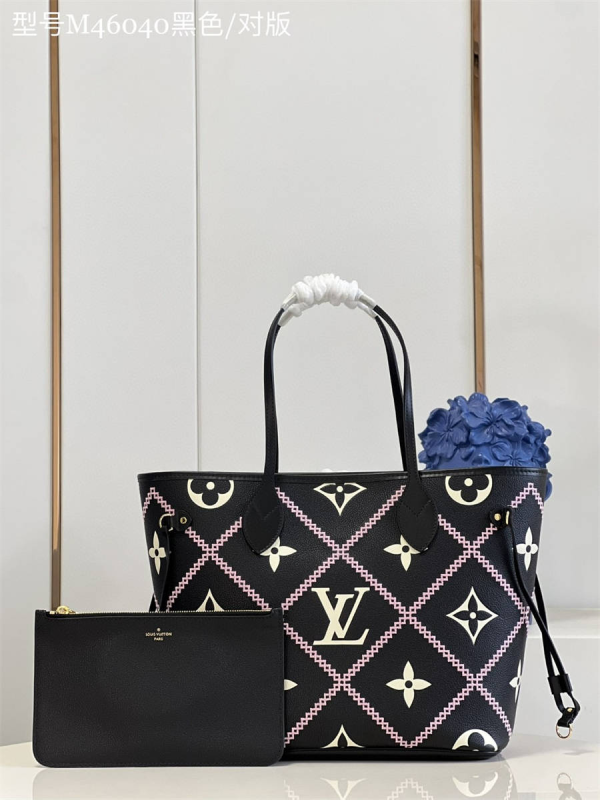 Louis Neverfull MM Monogram Empriente Cream/Black size:31*28*14 cm