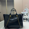 cc Calfskin Charms Medium Deauville Tote Black