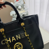 cc Calfskin Charms Medium Deauville Tote Black