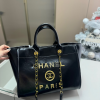 cc Calfskin Charms Medium Deauville Tote Black