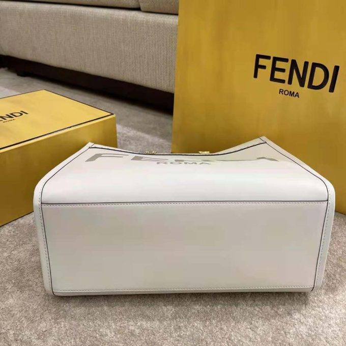 Fd Women Sunshine Medium Leather Shopper-White - Image 5