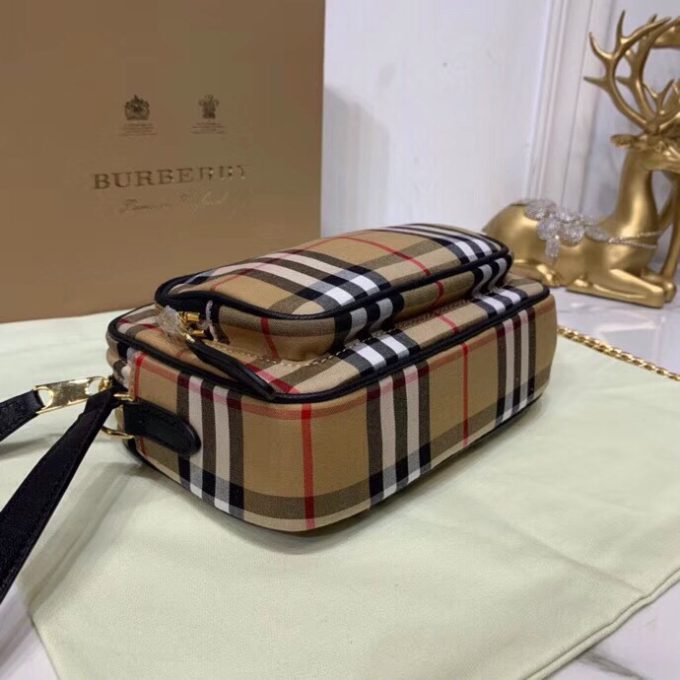 bb Vintage Check Cotton Camera Bag Neutral For Women, Women's Bags 7.7in/19.5cm - Image 5