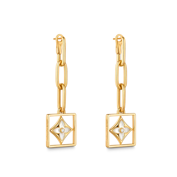 B Blossom Yellow Gold, White Mother-of-Pearl and Diamond Earrings