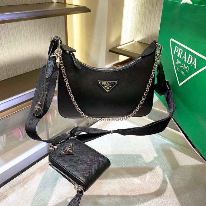 Pra Re-Edition 2005 Re-Nylon Mini Bag Black For Women, Women's Bags 8.6in/22cm 1NE204_R064_F0002 - Image 5