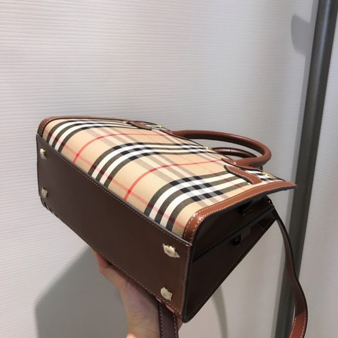 bb Mini Vintage Check Two-handle Title Bag Archive Beige For Women, Women's Bags 10.2in/26cm 80252671 - Image 4
