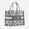 D book tote White and Black Toile de Jouy Soleil Embroidery