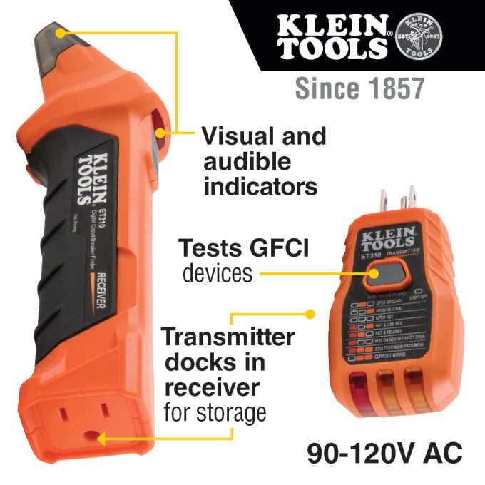 Klein Tools ET310 Digital Circuit Breaker Finder with GFCI Outlet Tester - Image 8