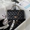 cc 23K AS2431 Mini flap Lambskin bag with top handle Black/white