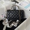 cc 23K AS2431 Mini flap Lambskin bag with top handle Black/white