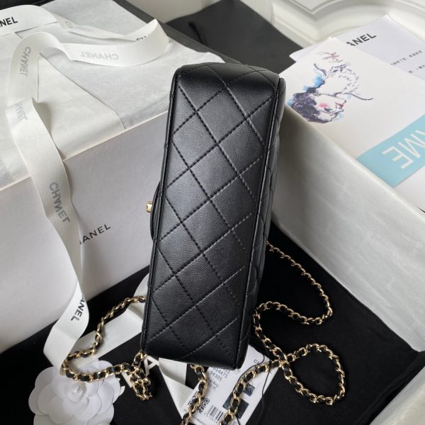 cc 23K AS2431 Mini flap Lambskin bag with top handle Black/white