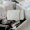 cc 23K AS2431 Mini flap Lambskin bag with top handle Black/white
