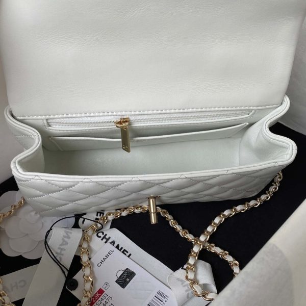cc 23K AS2431 Mini flap Lambskin bag with top handle Black/white