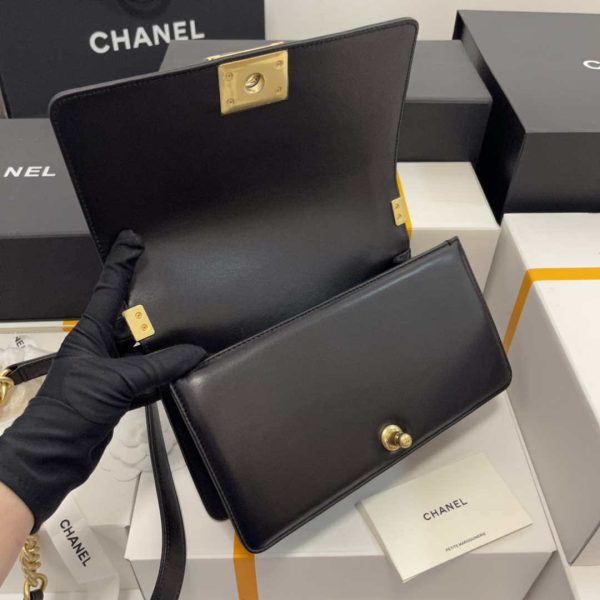 CC A67086 Boy Handbag Black Lambskin Leather Gold