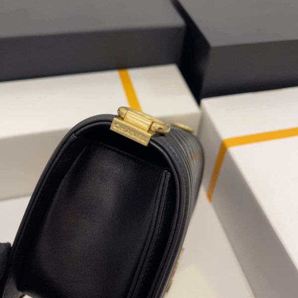 CC A67086 Boy Handbag Black Lambskin Leather Gold