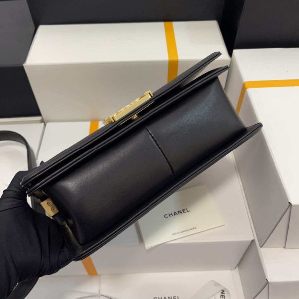 CC A67086 Boy Handbag Black Lambskin Leather Gold