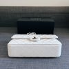 Cc CF 25 white caviar leather silver chain