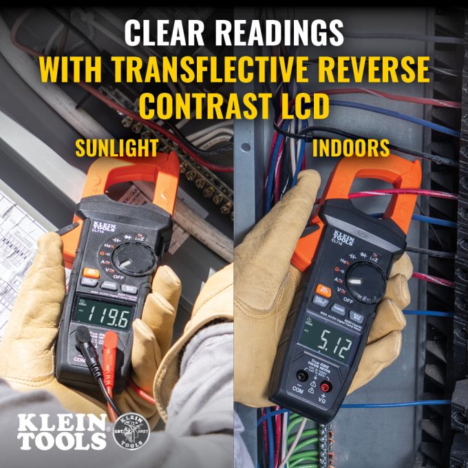 Klein Tools CL710 600A AC/DC Auto-Ranging Digital Pro Clamp Meter - Image 6