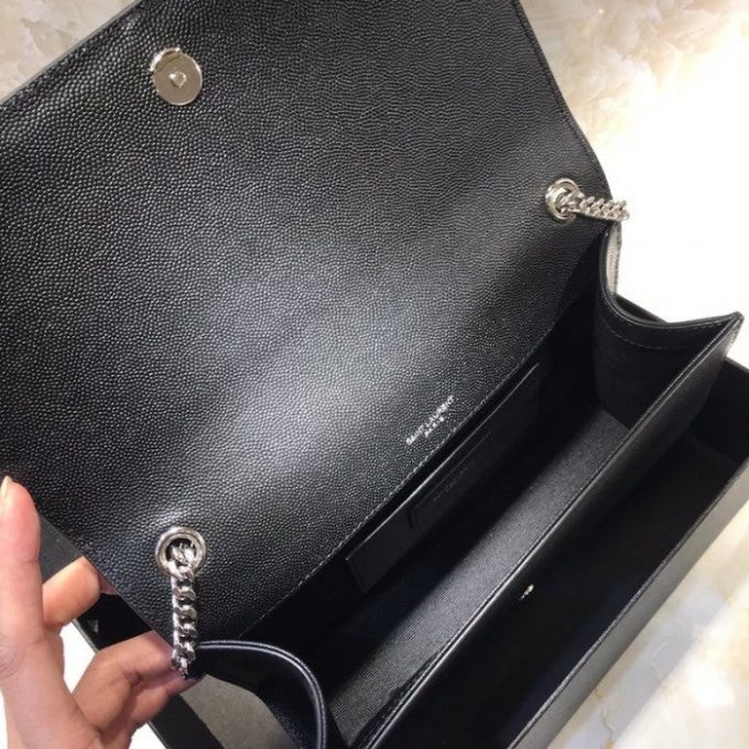Y Black Kate Medium Leather Shoulder Bag - Image 7
