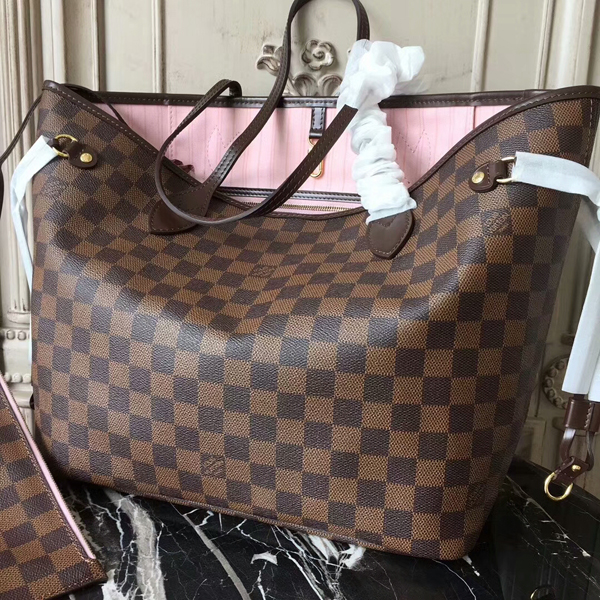 L N41603 Neverfull MM Shoulder Bag Damier Ebene Canvas