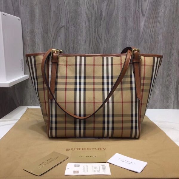 bb The Small Canter Horseferry Check Tote Brown For Women, Women's Bags 11.6in/29.5cm