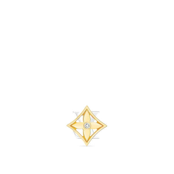 Idylle Blossom Yellow and White Gold and Diamond Reversible Single Stud Earrings