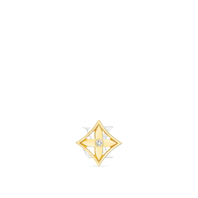 Idylle Blossom Yellow and White Gold and Diamond Reversible Single Stud Earrings