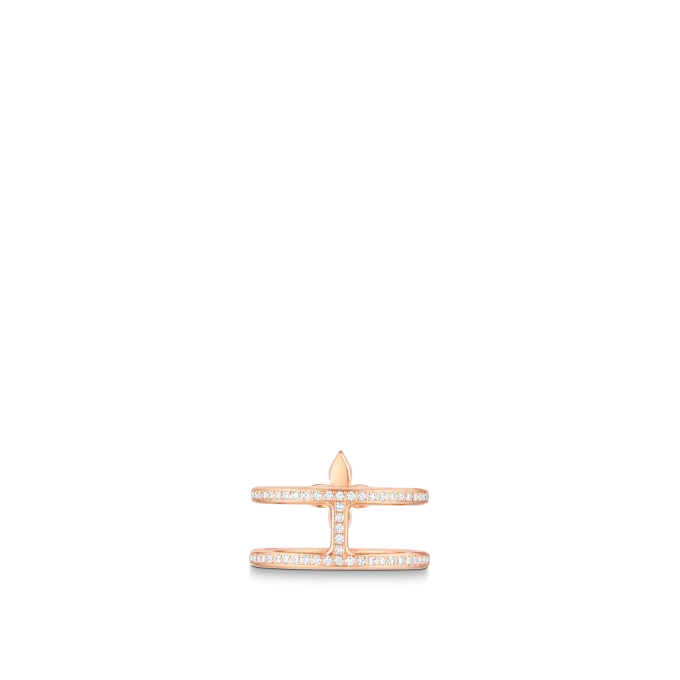 Idylle Blossom Rose Gold and Diamond Double Row Ring - Image 2