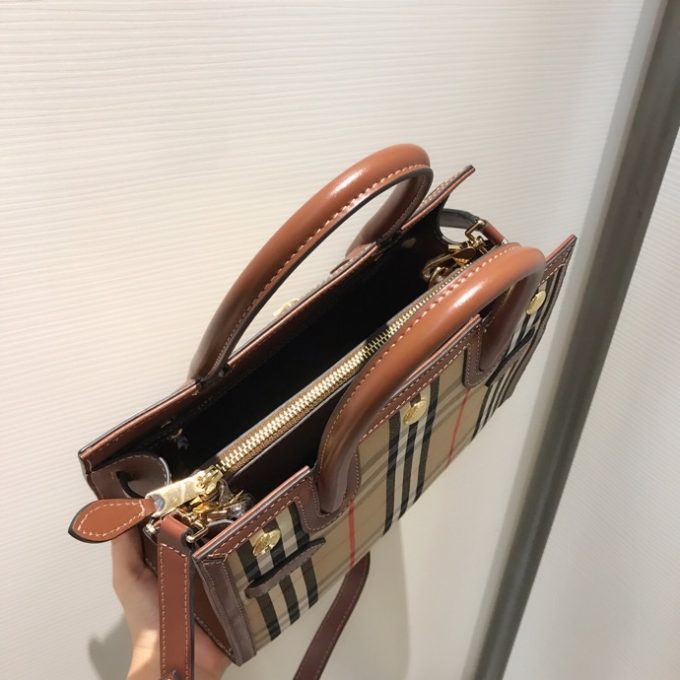 bb Mini Vintage Check Two-handle Title Bag Archive Beige For Women, Women's Bags 10.2in/26cm 80252671 - Image 9