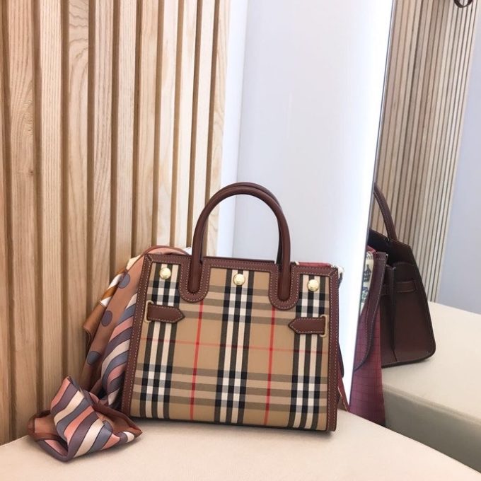 bb Mini Vintage Check Two-handle Title Bag Archive Beige For Women, Women's Bags 10.2in/26cm 80252671 - Image 3