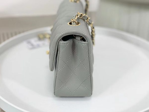 CC Classic Flap Caviar Shoulder Bag 20Cm For Ladies Light Gray Wiht Gold