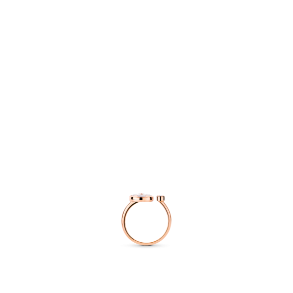 Color Blossom Mini Rose Gold, White Mother-of-Pearl and Diamond Sun Motif Ring