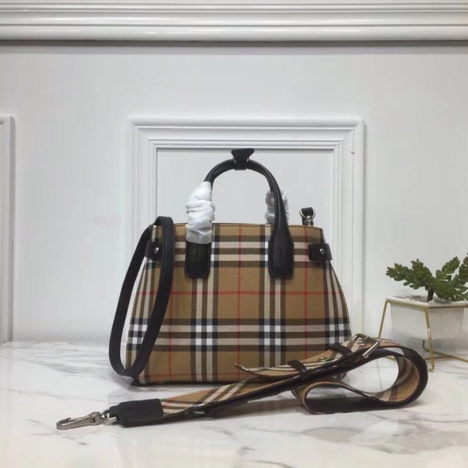 bb Small Banner Vintage Check And Tote Black For Women, Women's Bags 10.5in/26cm - Image 6