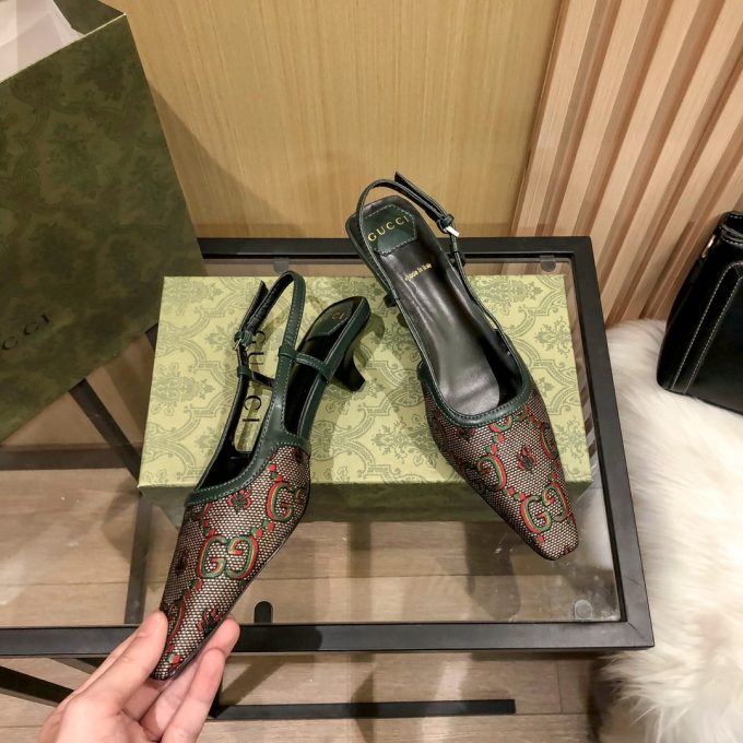 Floral Jacquard Slingback Low Heel Sandals - Image 9