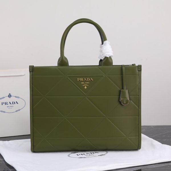 PP big size leather Symbole bag with topstitching