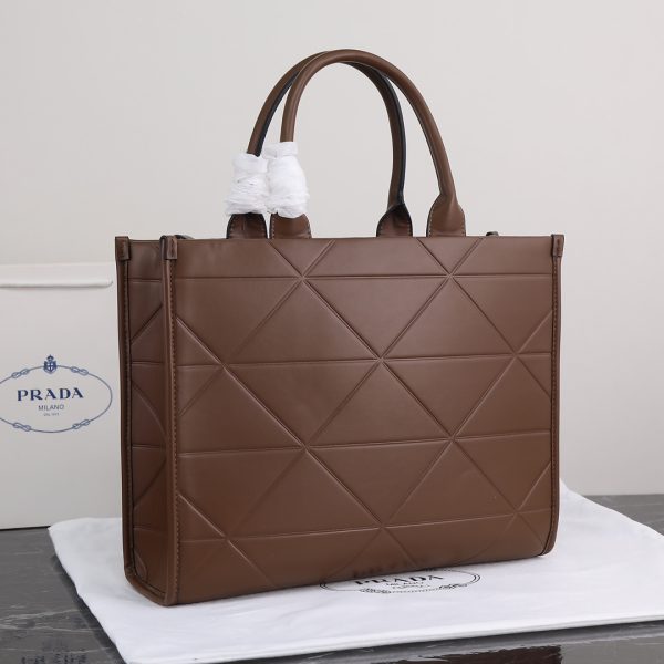 PP big size leather Symbole bag with topstitching