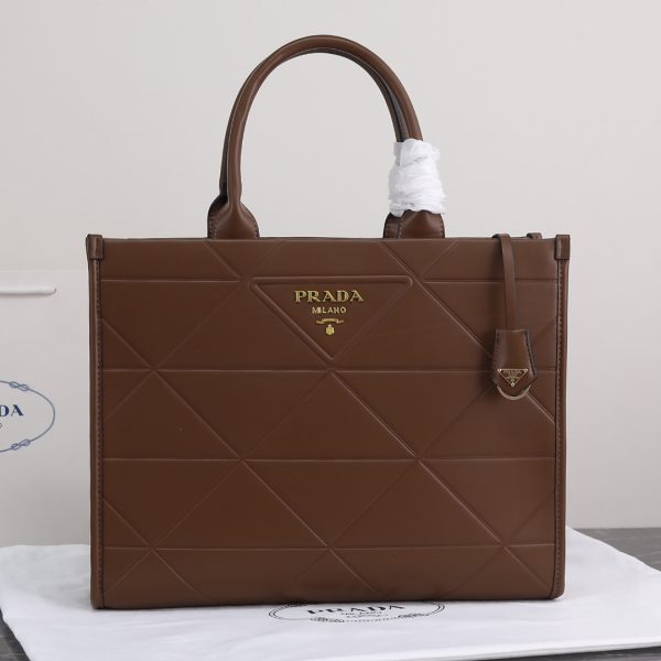 PP big size leather Symbole bag with topstitching