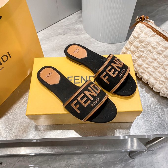 Embroidered Letters Flat Slippers - Image 8