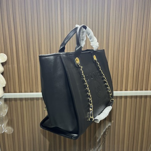 CC leather tote bag black/white size: 36.5/32/15 cm