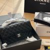 Cc CF 25 white caviar leather silver chain