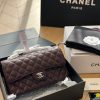 Cc CF 25 white caviar leather silver chain